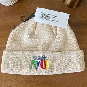 Staple Pigeon NYOF Cream Beanie One Size Unisex Hat NWT